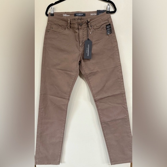 Liverpool Men's 30x34 Cub Relaxed Straight Pants Brown Casual NEW - Picture 3 of 10